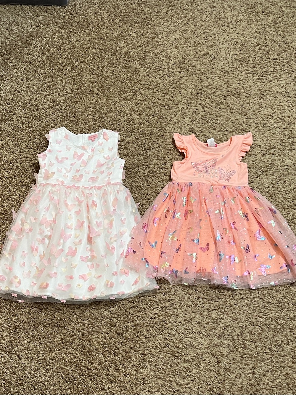 Bundle of 2 Little Girl Butterfly Dresses Size 6-7 Birthday Summer Party